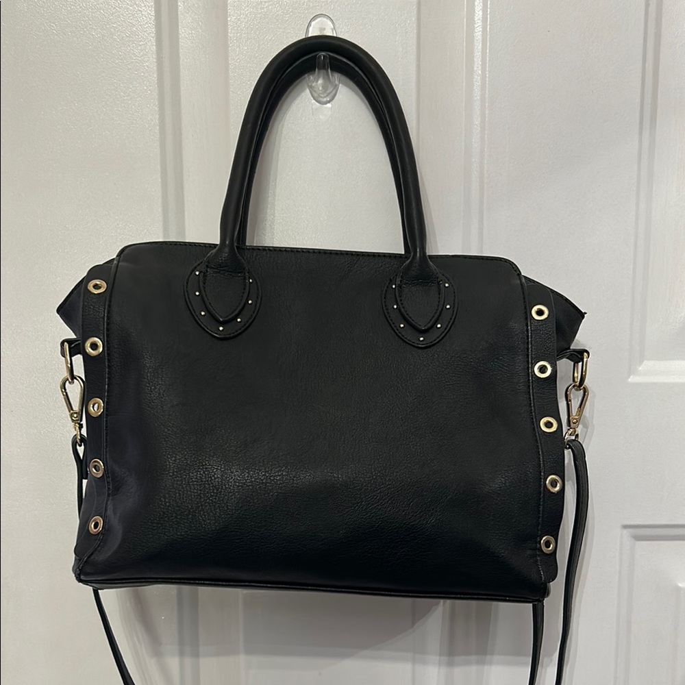 Elegant Black Handbag with Gold Accents